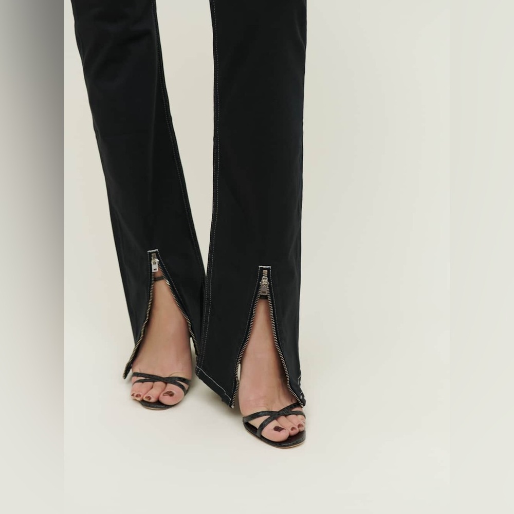 Reformation Toby Zip Front Ultra High Rise Bootcut Jean Black Size 26 *read - Picture 2 of 11